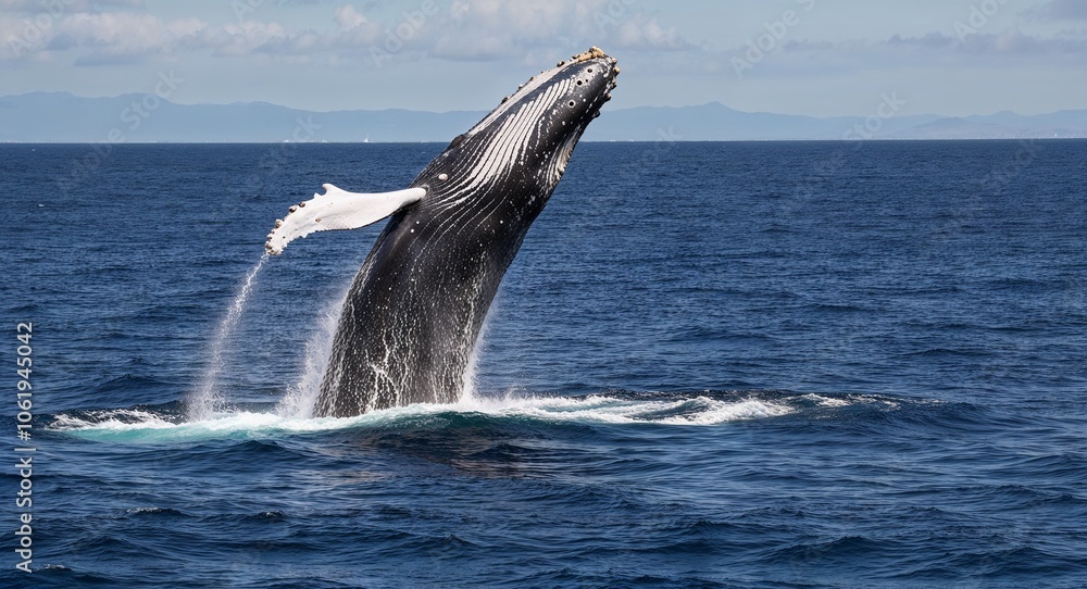Fototapeta premium Whale breaching in the ocean 