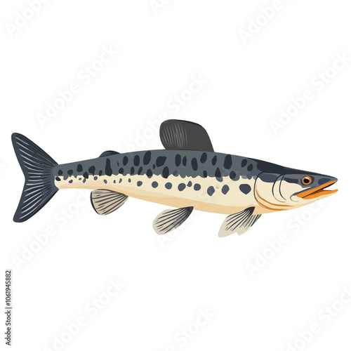 Muskellunge fish vector illustration