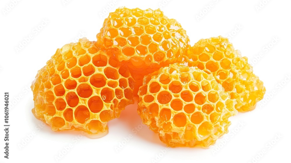 Fresh honeycombs filled with fresh honey on white background. File contains clipping path. Fresh honeycombs filled with fresh honey on white background. File contains clipping path.