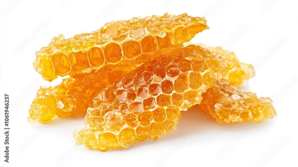 Fresh honeycombs filled with fresh honey on white background. File contains clipping path. Fresh honeycombs filled with fresh honey on white background. File contains clipping path.