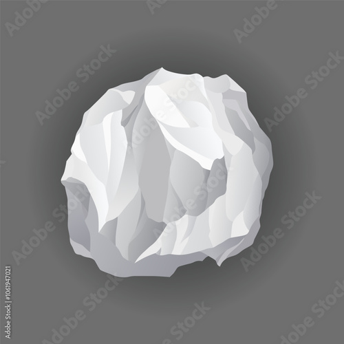 Crumpled paper balls icon. Mistake in document or realistic wrinkled page. Realistic garbage, bad idea symbol. Crushed paper after brainstorming. Vector illustration isolated on gray background