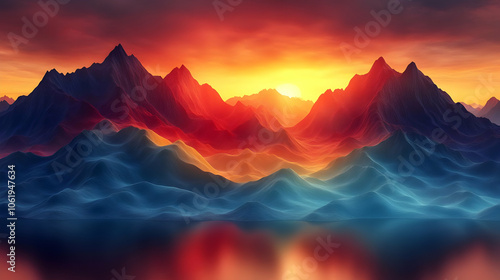 Sunset Mountain Landscape Illustration