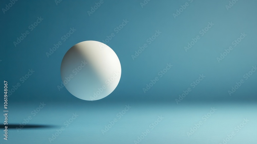 Pure white round ping pong ball floating against a seamless background Pure white round ping pong ball floating against a seamless background