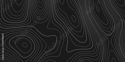 Abstract background wavy topographic line map. Contour geography map grid abstract backdrop. Seamless pattern and banner design. Modern and dynamic feel to topographic mapping vector illustration.