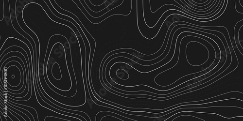 Abstract background wavy topographic line map. Contour geography map grid abstract backdrop. Seamless pattern and banner design. Modern and dynamic feel to topographic mapping vector illustration.