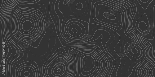 Abstract background wavy topographic line map. Contour geography map grid abstract backdrop. Seamless pattern and banner design. Modern and dynamic feel to topographic mapping vector illustration.