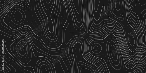 Abstract background wavy topographic line map. Contour geography map grid abstract backdrop. Seamless pattern and banner design. Modern and dynamic feel to topographic mapping vector illustration.
