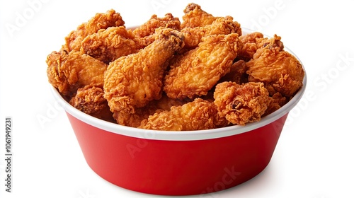 Fried Chicken hot crispy strips crunchy pieces of tenders in a Bucket 