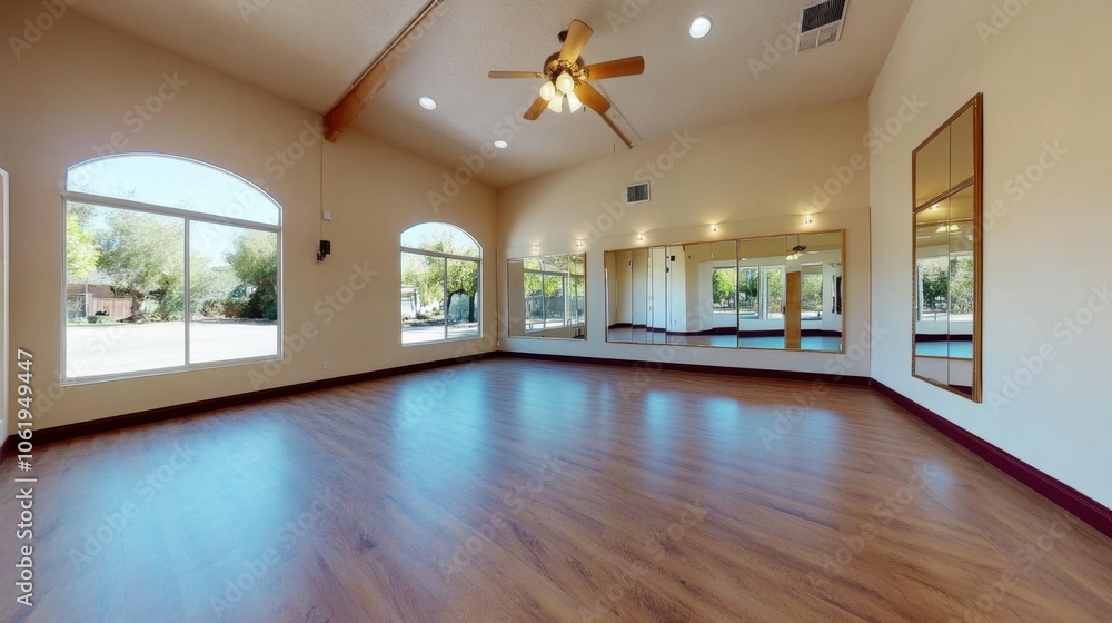 Obraz premium Bright and Spacious Studio with Wooden Floor