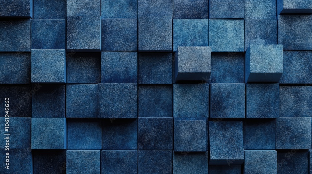 Dark blue 3D cubes offering a minimalist yet textured background, with space in the middle for text or product placement. Dark blue 3D cubes offering a minimalist yet textured background, with space in the middle for text or product placement.