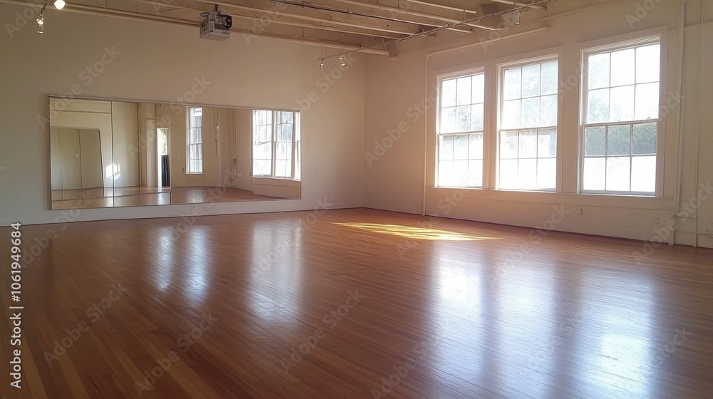 Obraz premium Bright and Spacious Dance Studio with Mirrors