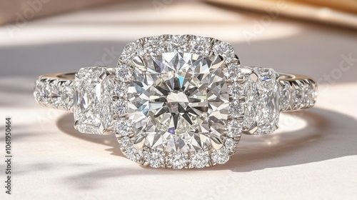 Elegant Diamond Engagement Ring with Sparkling Accents