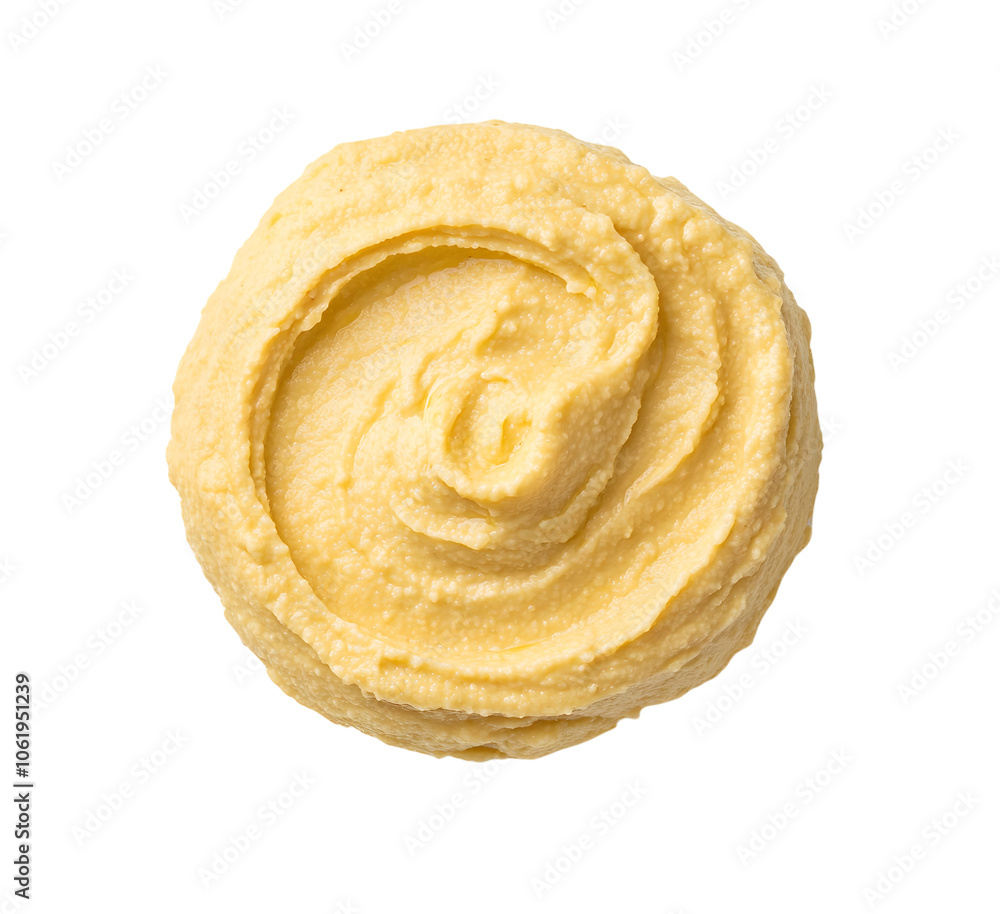 Sample of delicious hummus isolated on white, top view Sample of delicious hummus isolated on white, top view