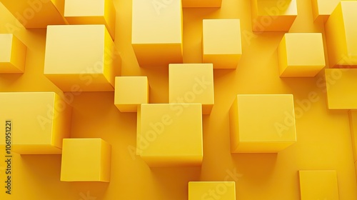 Sunny yellow 3D cubes creating a modern backdrop with depth, designed for showcasing products or text.