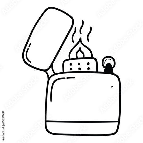 Hand drawn doodle cigarette lighter on white background.