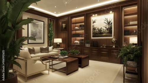 Elegant Modern Office Interior with Greenery