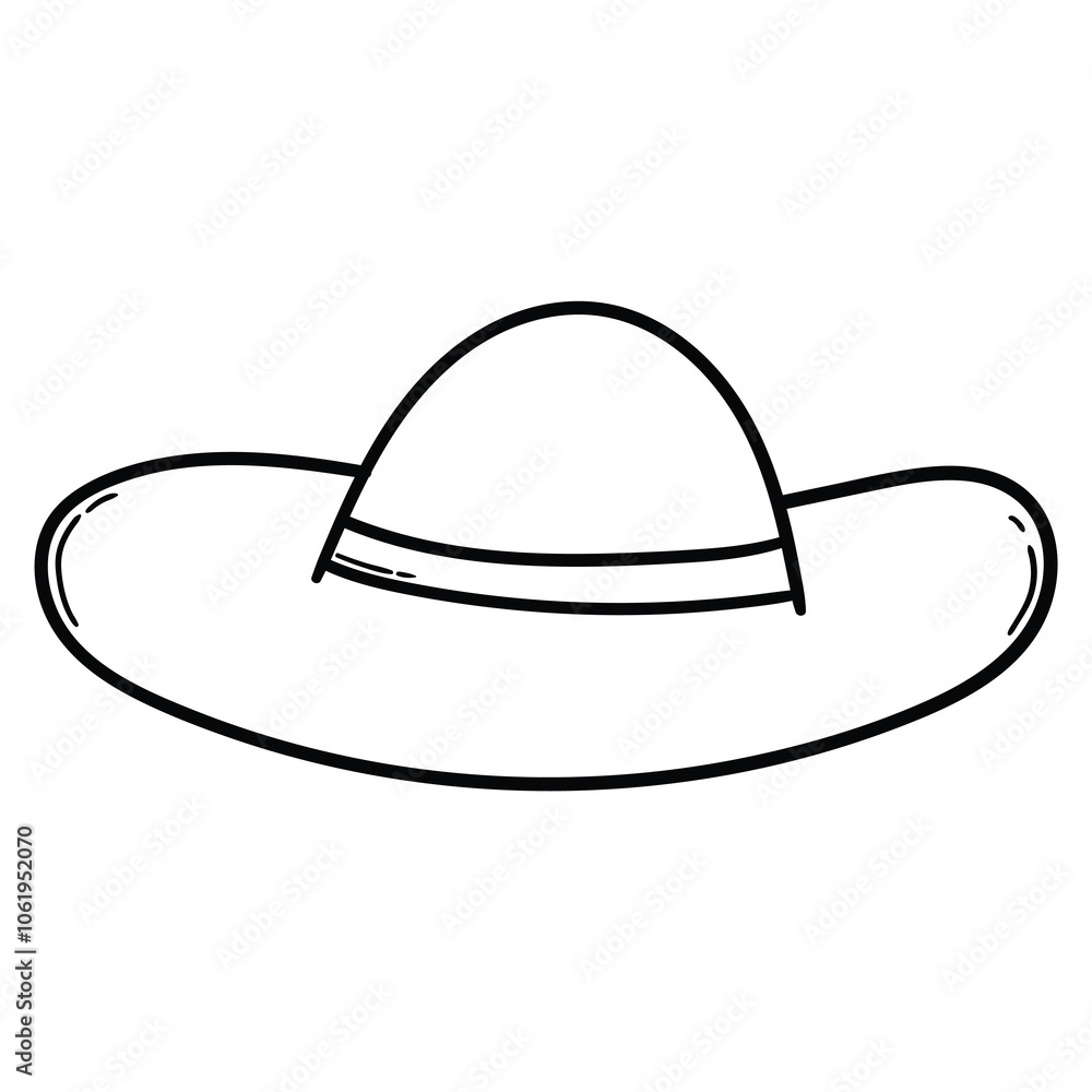 Hand drawn doodle woman's hat on white background. Hand drawn doodle woman's hat on white background.
