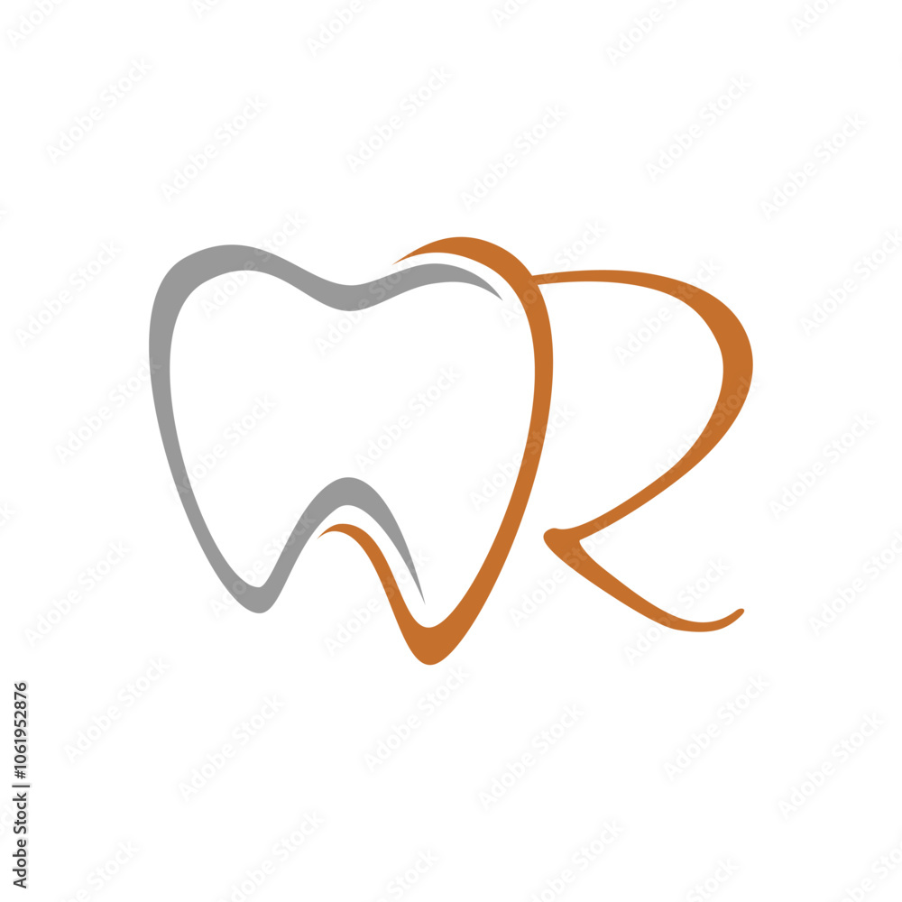 Tooth with initial letter R logo design vector illustration template. Simple icon Tooth with initial letter R logo design vector illustration template. Simple icon