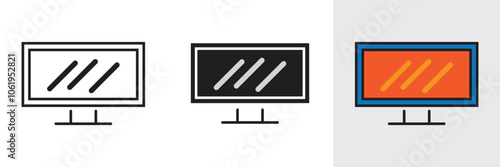 Large LED glass screen icons for movie watching, corporate meetings, announcements, web symbols and multimedia graphics.