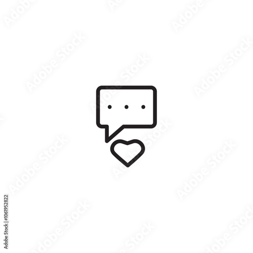 A speech bubble with a heart below it, symbolizing positive communication or heartfelt messages on icon. A visual representation of kind words and emotional connection. Editable icon.