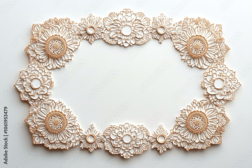 White and Gold Floral Frame Border with Copy Space White and Gold Floral Frame Border with Copy Space
