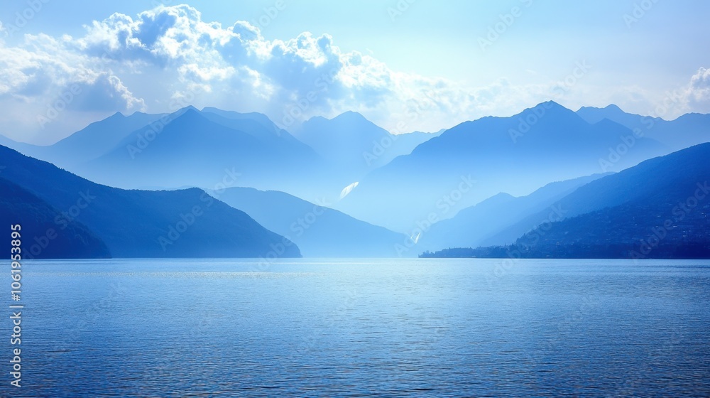 Tranquil Blue Lake with Majestic Mountain View Tranquil Blue Lake with Majestic Mountain View