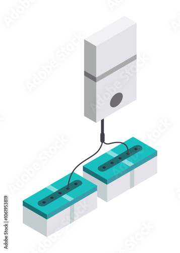 Smart home system installed. Inverter with battery for modern house. Backup power energy storage system. Ecology home equipment