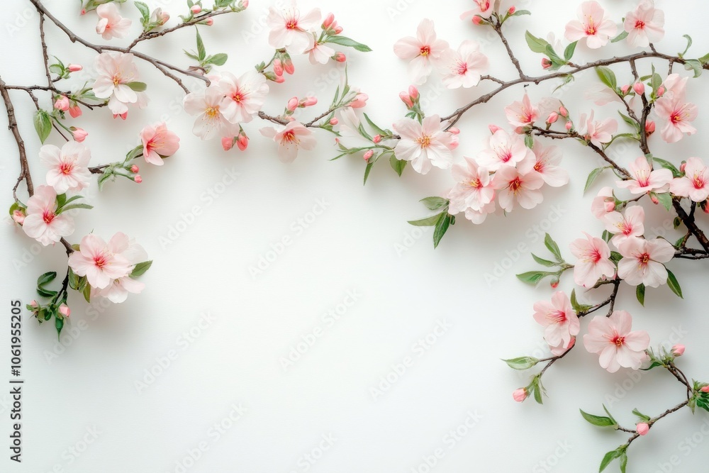 Pink Cherry Blossom Flowers Branch Spring Floral Arrangement Pink Cherry Blossom Flowers Branch Spring Floral Arrangement