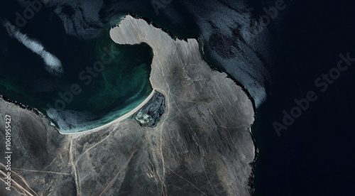Obraz na płótnie Scenic Aerial View of Baikal Lake and Mountains w salonie