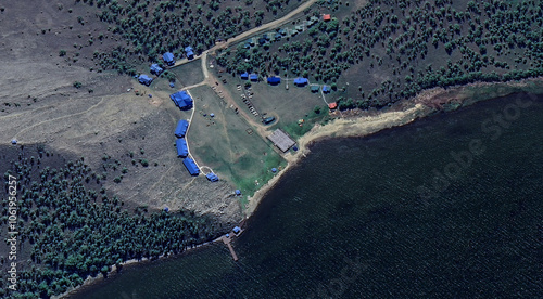 Obraz na płótnie Scenic Aerial View of Baikal Lake and Mountains w salonie