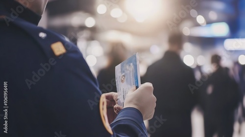 Wallpaper Mural Security personnel in airport ensuring safe travel environment, vigilant officers monitoring checkpoints and maintaining order, emphasizing the importance of security in public transportation. Torontodigital.ca