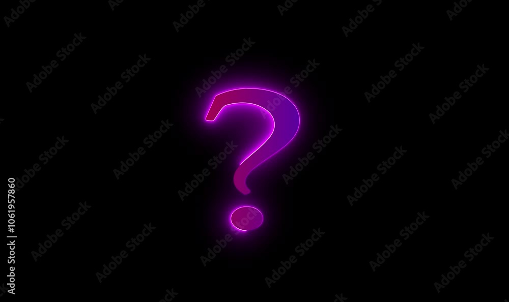Glowing Neon Animation of the Question mark icon. Smooth and simple animation of question marks on black color background. Glowing Neon Animation of the Question mark icon. Smooth and simple animation of question marks on black color background.