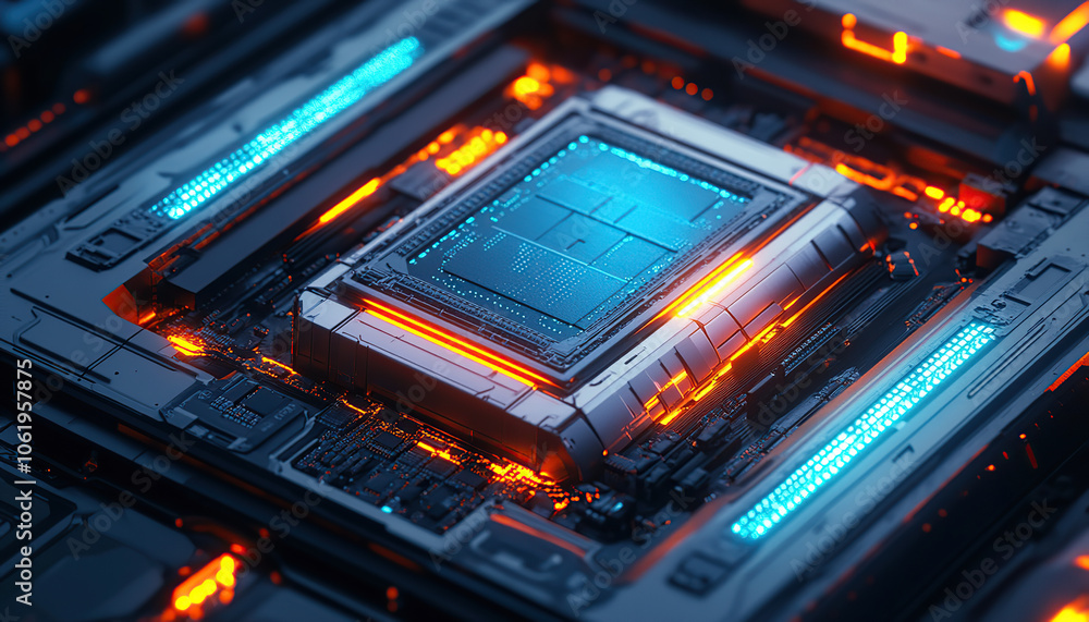 Advanced Microchip Technology with Neon Accents Advanced Microchip Technology with Neon Accents
