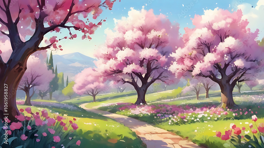 Nature background, watercolor style Nature background, watercolor style