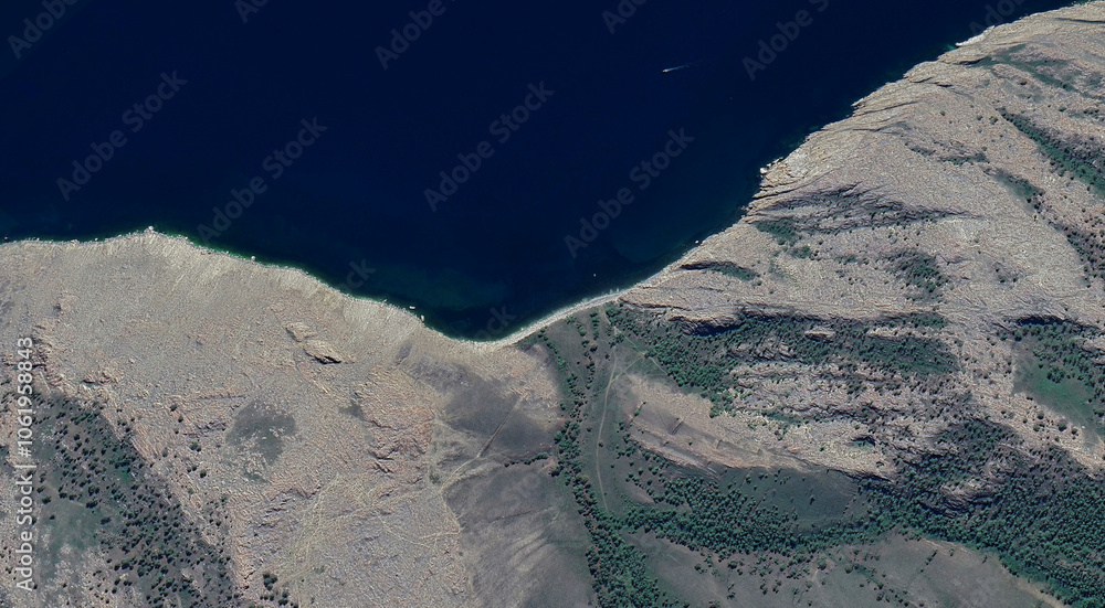 Scenic Aerial View of Baikal Lake and Mountains