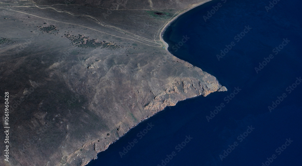 Scenic Aerial View of Baikal Lake and Mountains