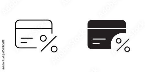 Interest Rate Icon set Featuring Credit Card with Percentage Sign, Representing Credit Card Interest Rates, Financial Costs, and Loan Terms