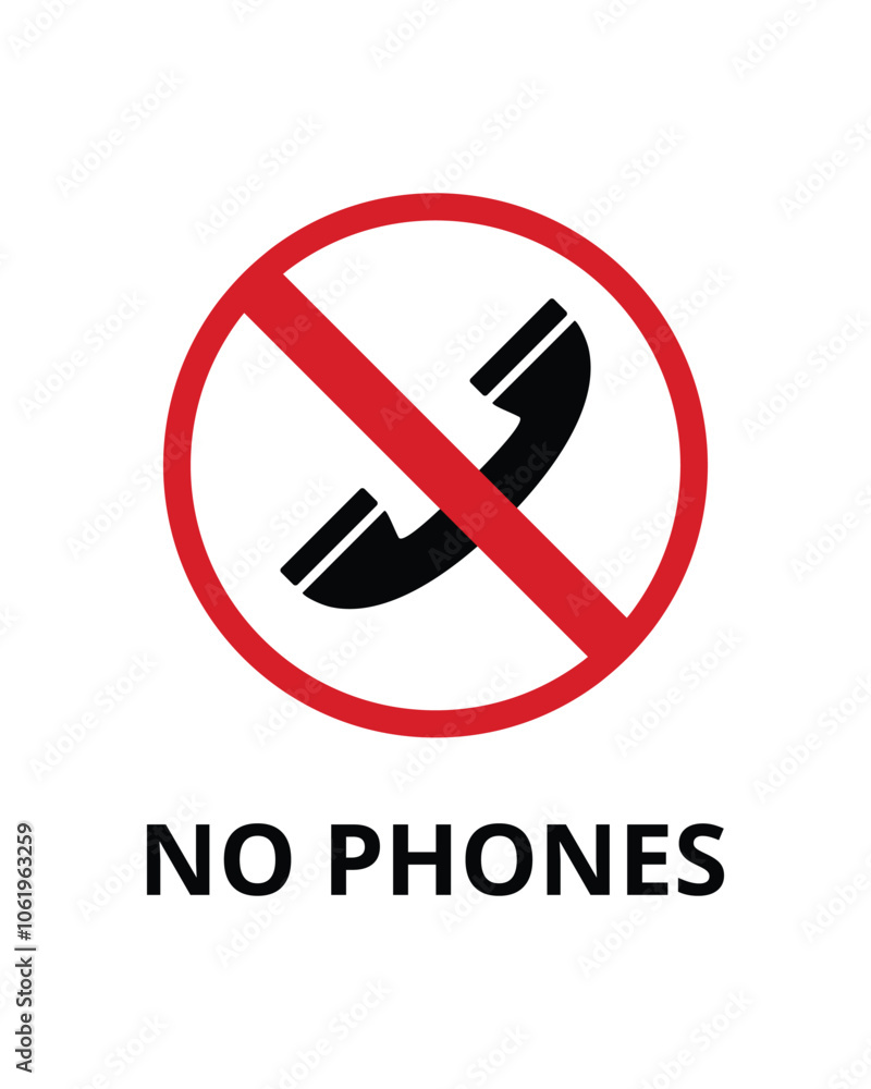 No Phones Sign Design for Quiet Areas and Device Free Zones No Phones Sign Design for Quiet Areas and Device Free Zones