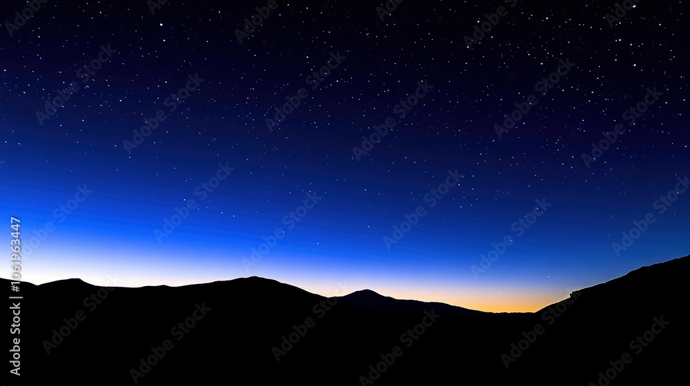 Simple Silhouette of Mountains Against a Starry Sky Simple Silhouette of Mountains Against a Starry Sky