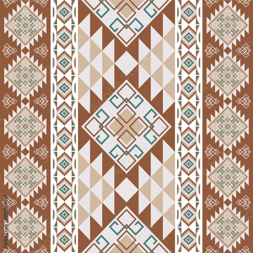 Tribal indian seamless pattern. Color mexican, aztec and maya ornament, ethnic stylish fabric geometric print wallpaper texture vector set. Unique folk, national culture collection Navajo