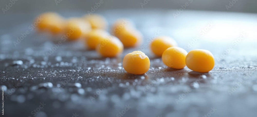 Freshly picked lemons on a wet surface Freshly picked lemons on a wet surface