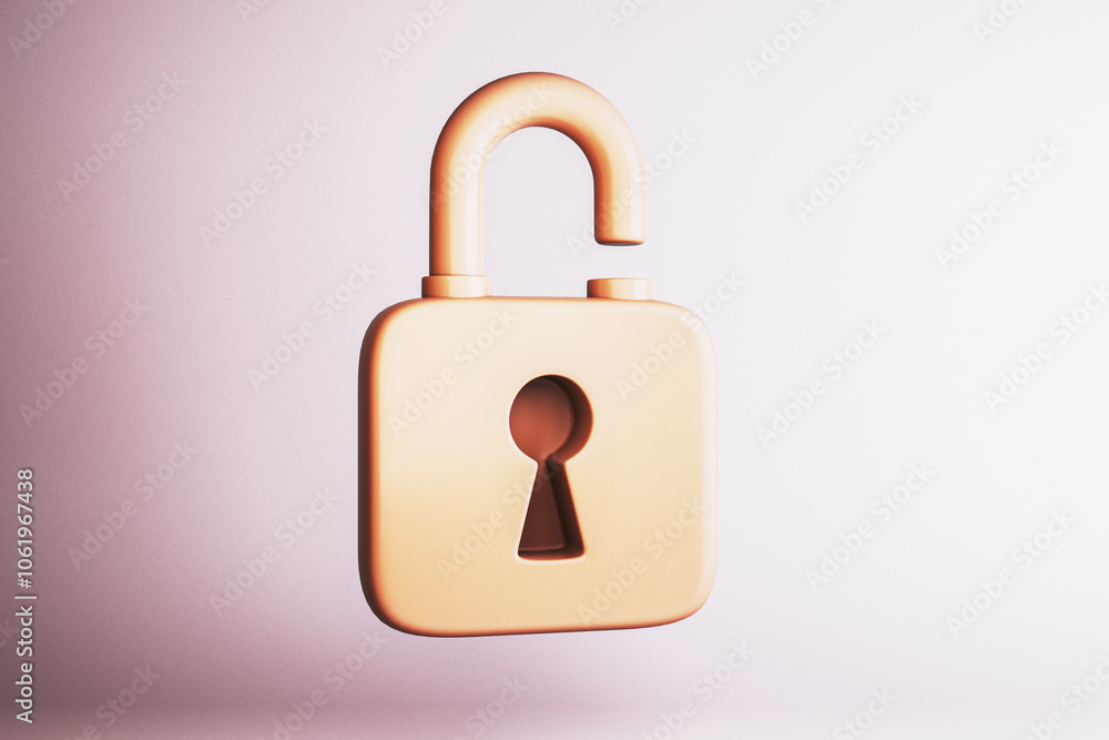 Unlocked padlock with keyhole on gradient background. 3D Rendering Unlocked padlock with keyhole on gradient background. 3D Rendering