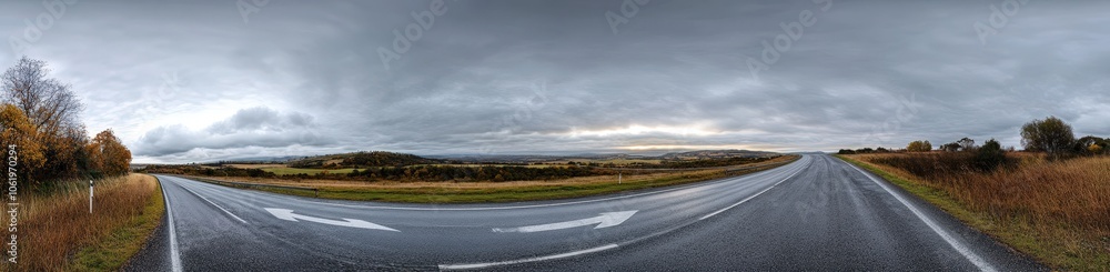 Fototapeta premium Scenic road winding through rural countryside landscape