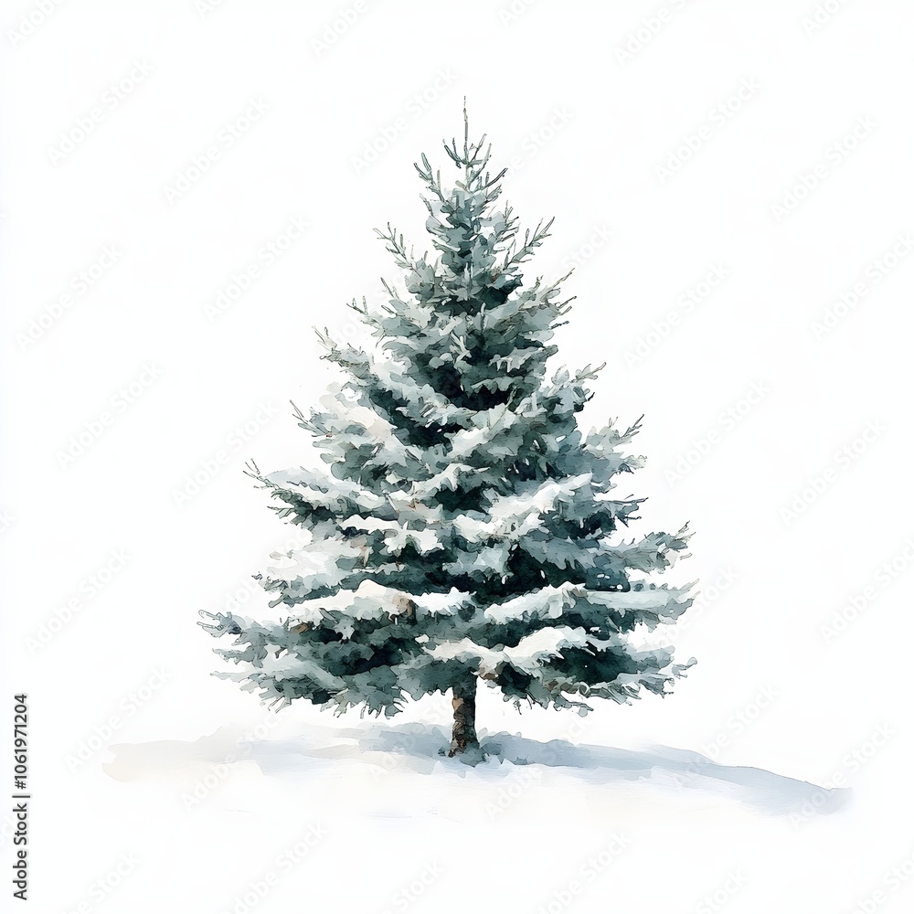 Obraz premium Snow-Covered Christmas Tree for Winter and Holiday Decor