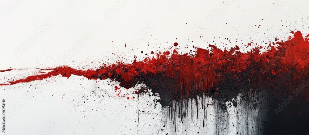 abstract red and black paint splatter on white background abstract red and black paint splatter on white background