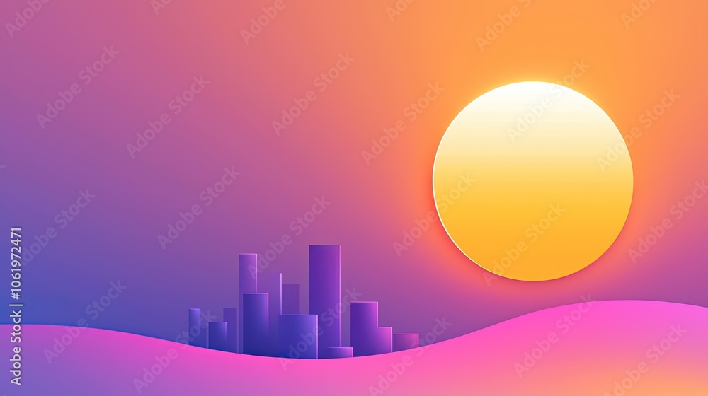 Vibrant Sunset Over Abstract Cityscape Design Vibrant Sunset Over Abstract Cityscape Design