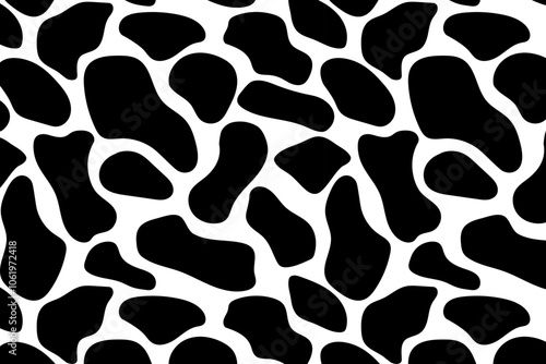 The pattern with abstract spots is an animal print. Animal fur. Black and white vector background
