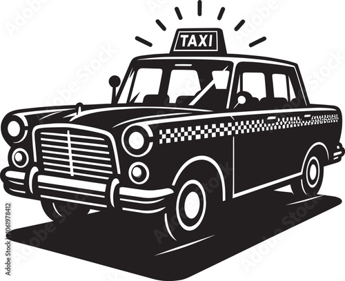 Taxi cab car silhouette vector illustration isolated on a white background
