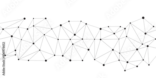Abstract geometric background with connecting dots and lines with low poly triangle shapes. Polygonal Mesh Background Vector design digital technology concept Global network connection data structure.