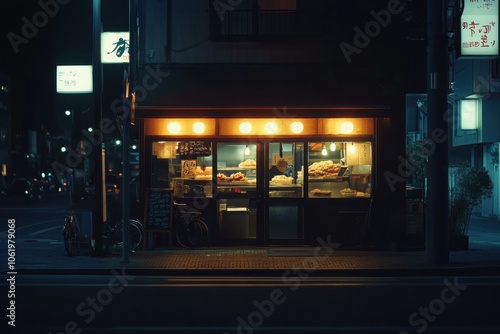 Tonkotsu ramen illuminated by fukuoka's urban lights a nighttime culinary experience